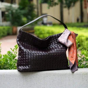 Large Woven Leather Bag for Women