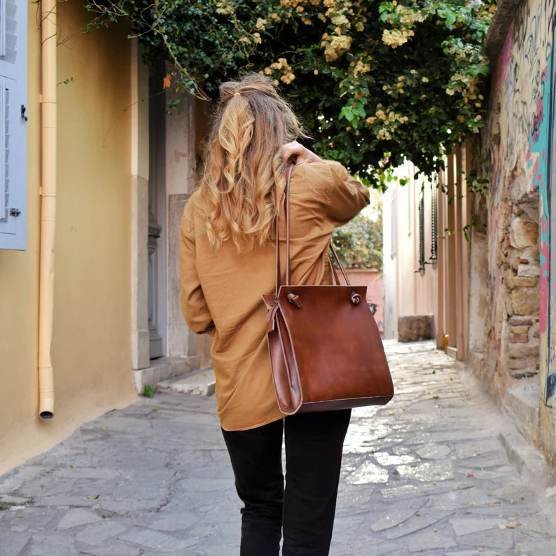 Shoulder Bag,Vegan leather handbag,Brown leather purse