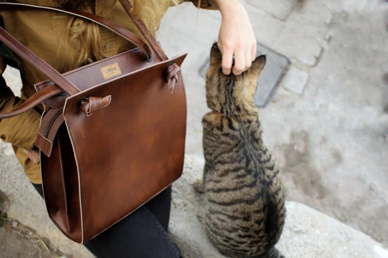 Shoulder Bag,Vegan leather handbag,Brown leather purse