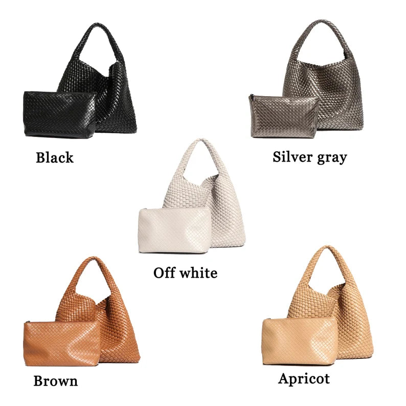 Hand Woven Bag Women Vegan Leather Tote