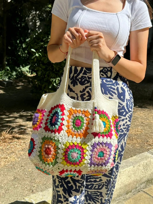 Crochet Bag, Granny Square Bag, Shoulder Bag