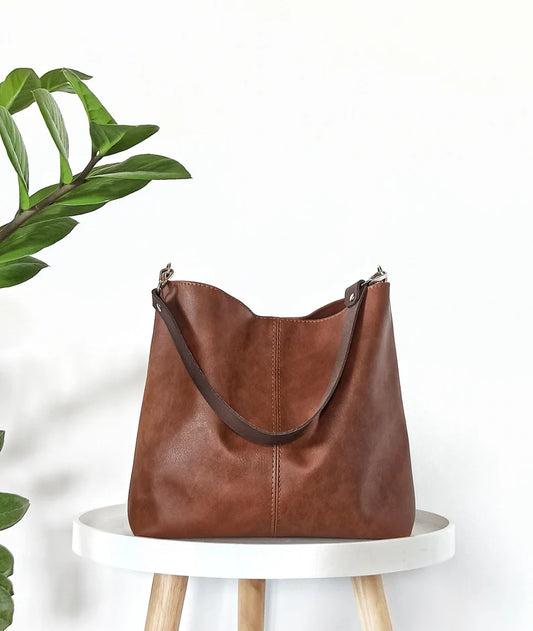 Cognac brown Hobo bag, Leather hobo purse