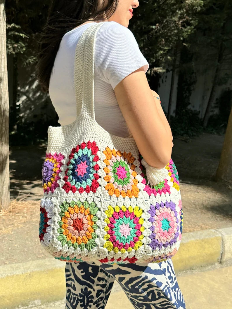 Crochet Bag, Granny Square Bag, Shoulder Bag