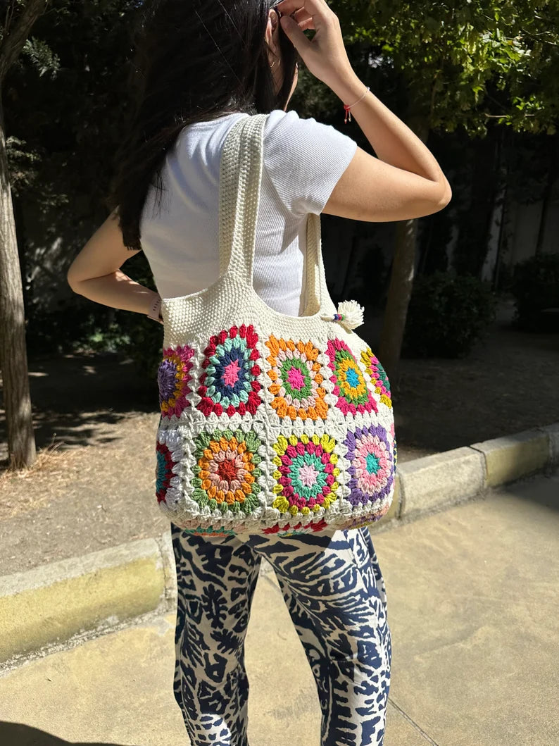 Crochet Bag, Granny Square Bag, Shoulder Bag