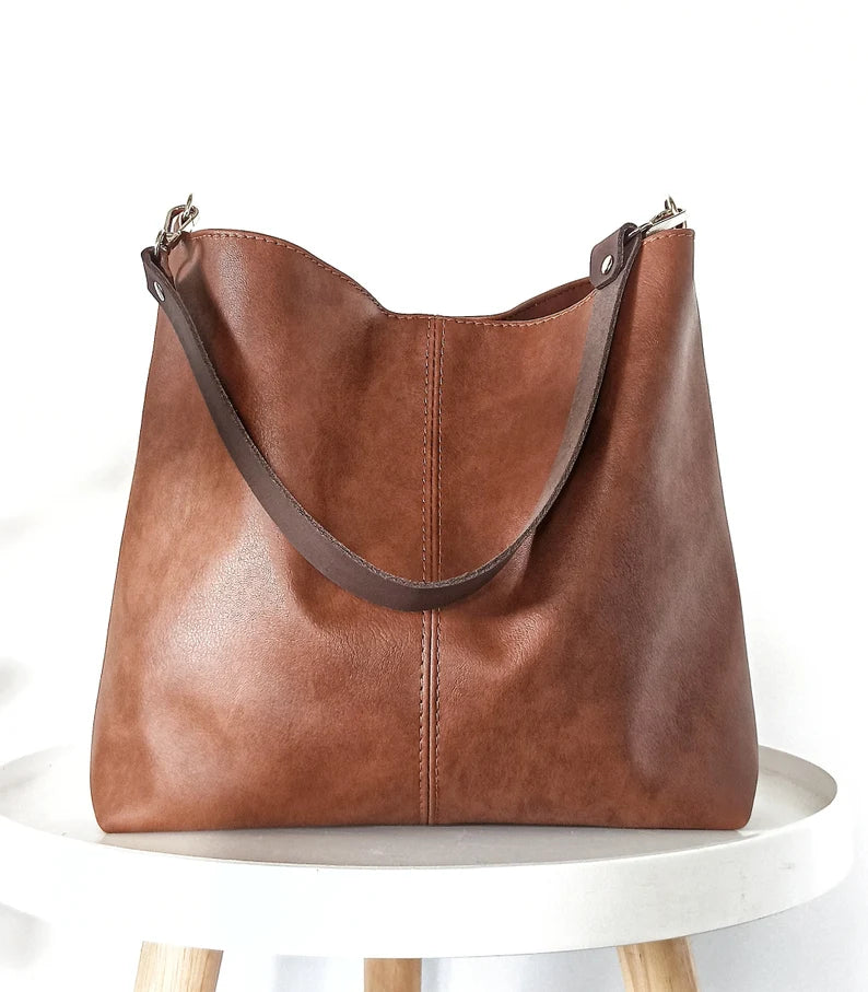 Cognac brown Hobo bag, Leather hobo purse