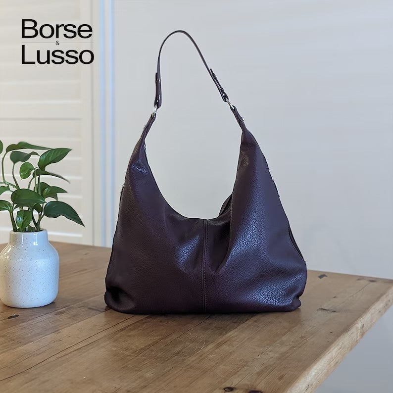 Leather Shoulder Bag, Brown Hobo Bag