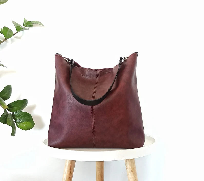 Cognac brown Hobo bag, Leather hobo purse