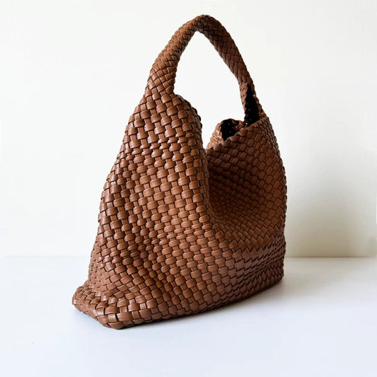 Hand Woven Bag Women Vegan Leather Tote