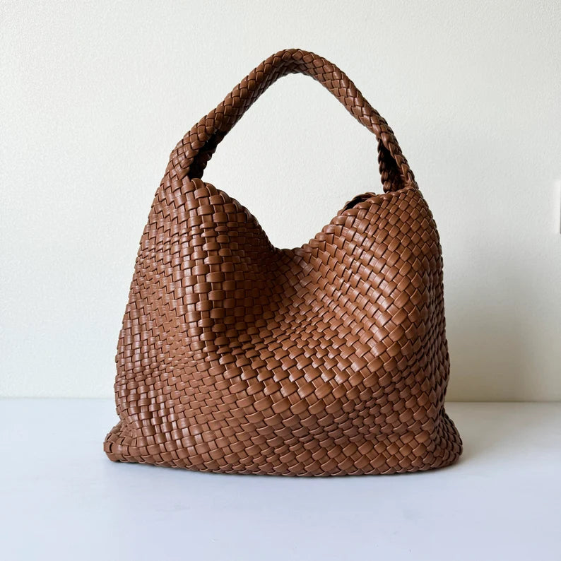 Hand Woven Bag Women Vegan Leather Tote