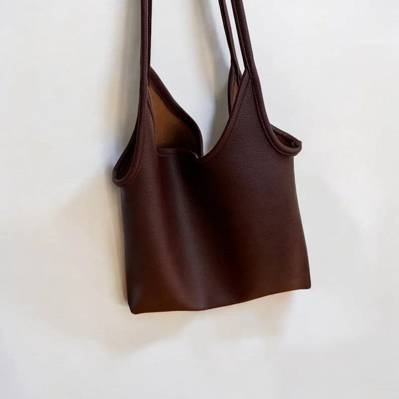 Women Soft Shoulder Bag - Soft Vegan Leather Tote Bag