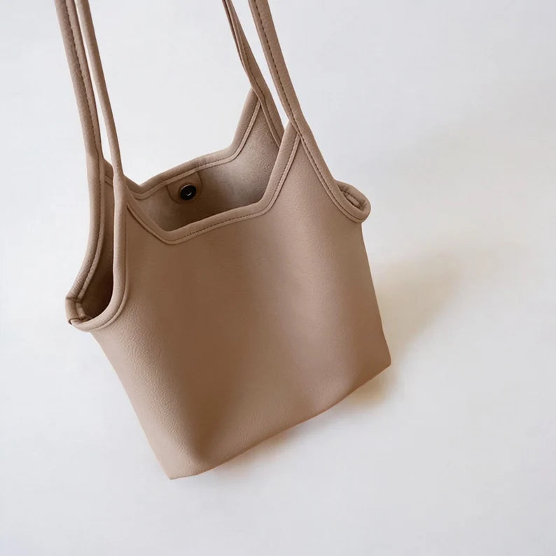 Women Soft Shoulder Bag - Soft Vegan Leather Tote Bag