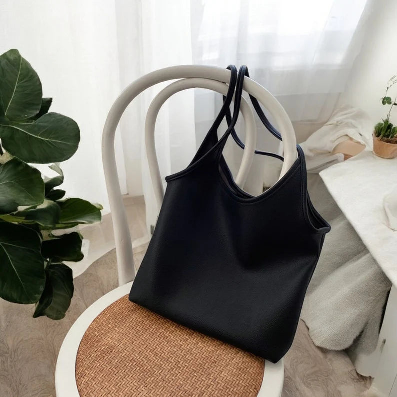 Women Soft Shoulder Bag - Soft Vegan Leather Tote Bag