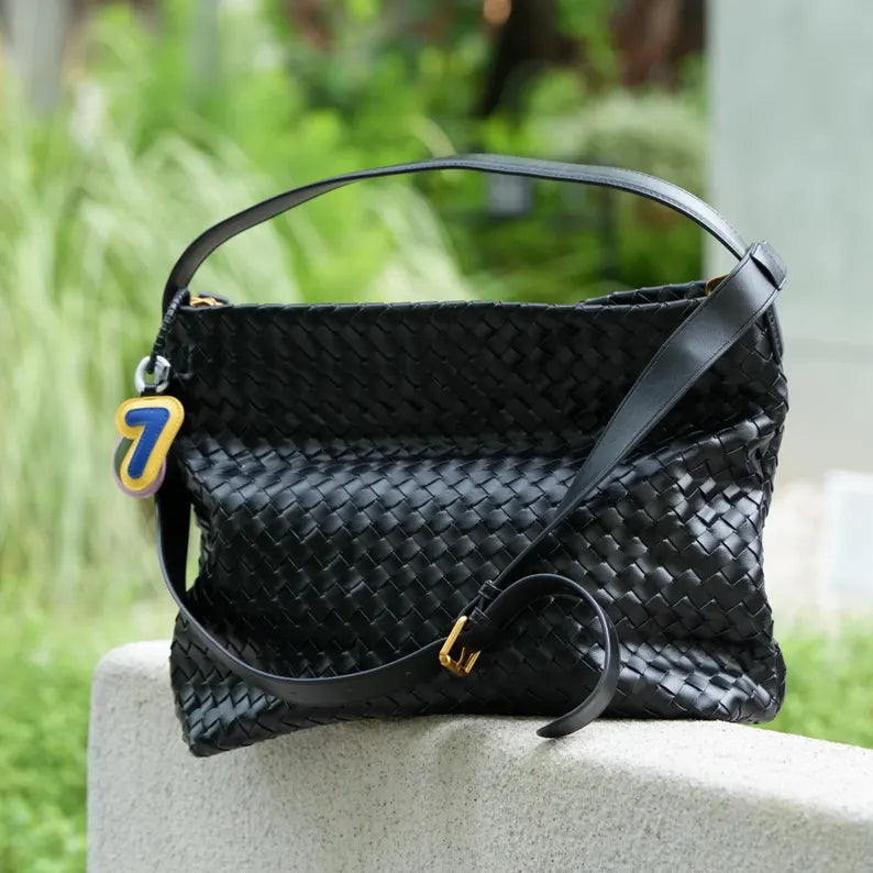 Large Woven Leather Bag for Women