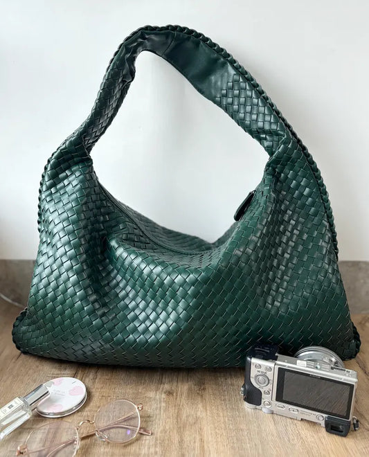 Large Leather Woven Bag for Women