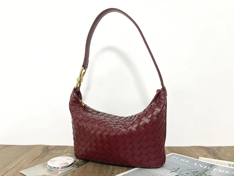 Handwoven Leather Hobo Handbag