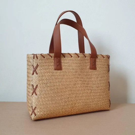 Ethnic Bags, Leather Woven Pandan Bags