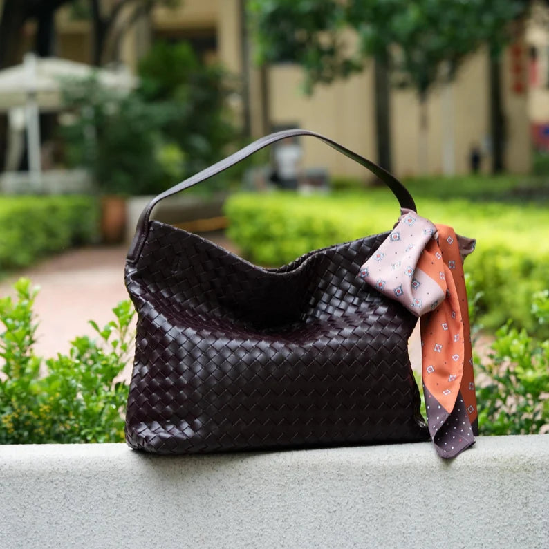 Large Woven Leather Bag for Women