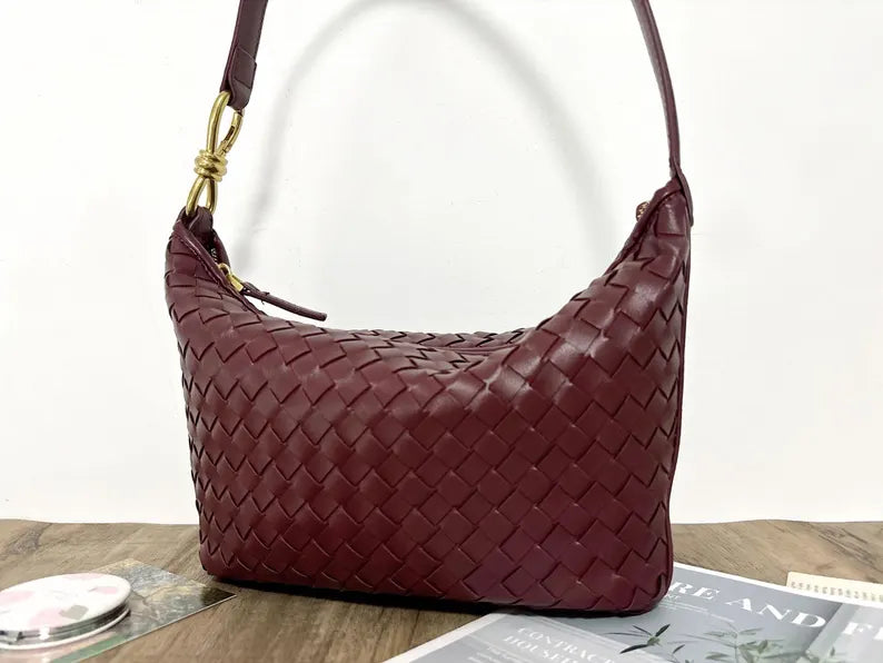 Handwoven Leather Hobo Handbag