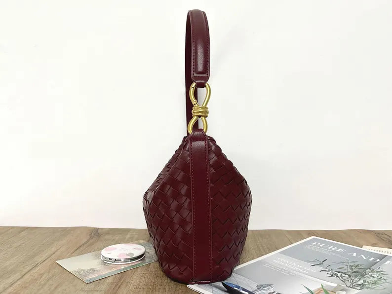 Handwoven Leather Hobo Handbag