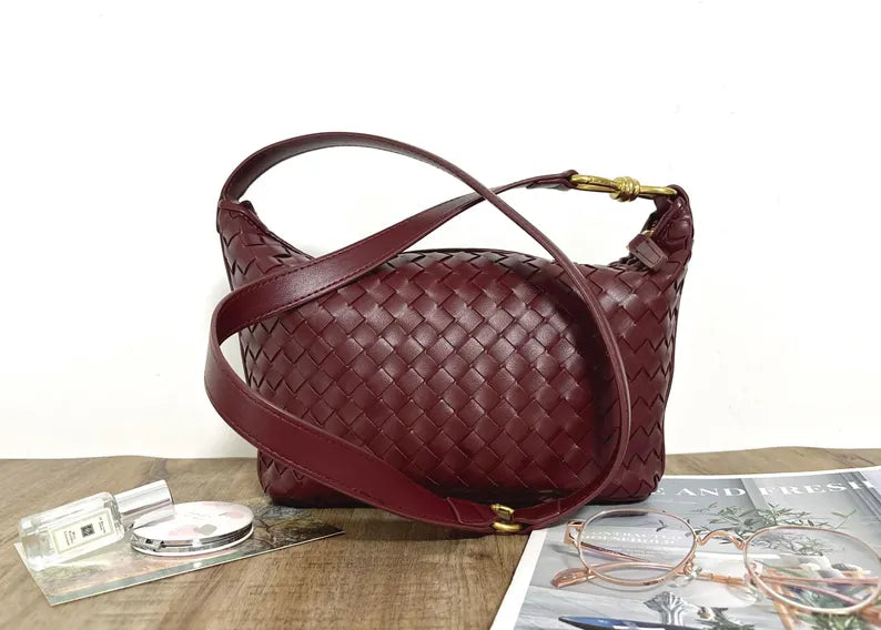 Handwoven Leather Hobo Handbag