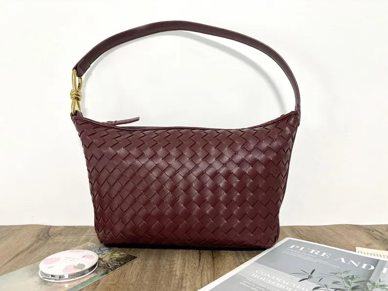 Handwoven Leather Hobo Handbag