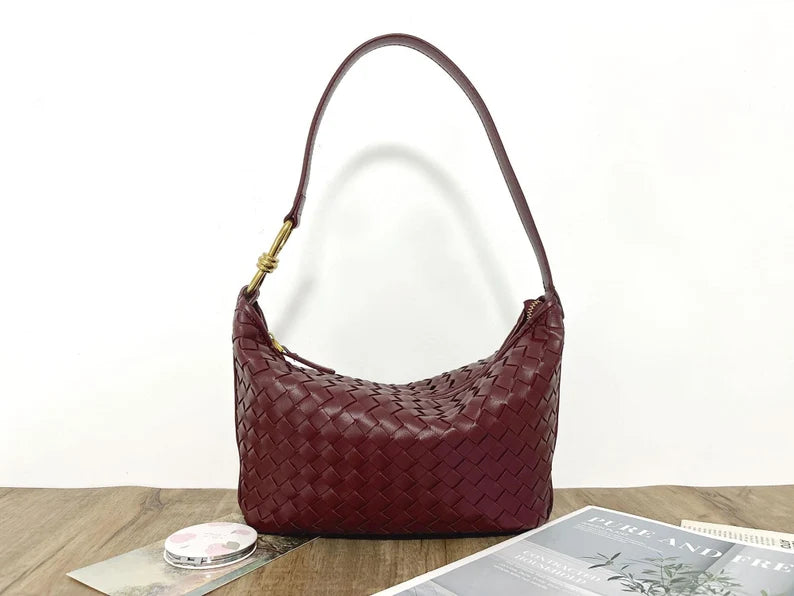 Handwoven Leather Hobo Handbag